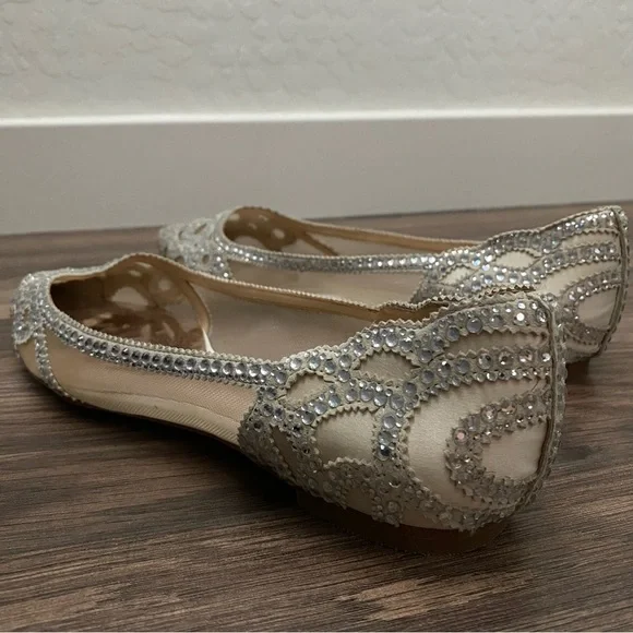 Badgley Mischka Gigi Crystal Embellished Pointed Toe Flats - Picture 4 of 8